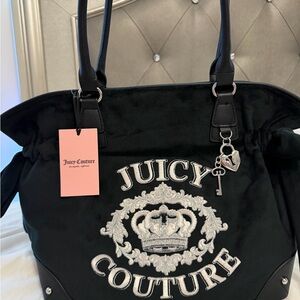 Juicy Couture Black Tote Bag with Embroidered Crest